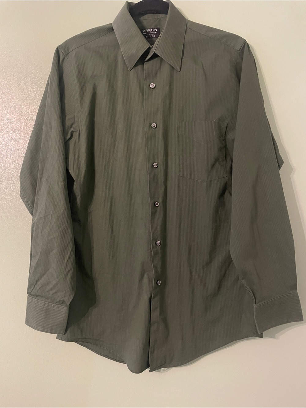 Arrow Men's Olive Green Long-Sleeve Dress Shirt